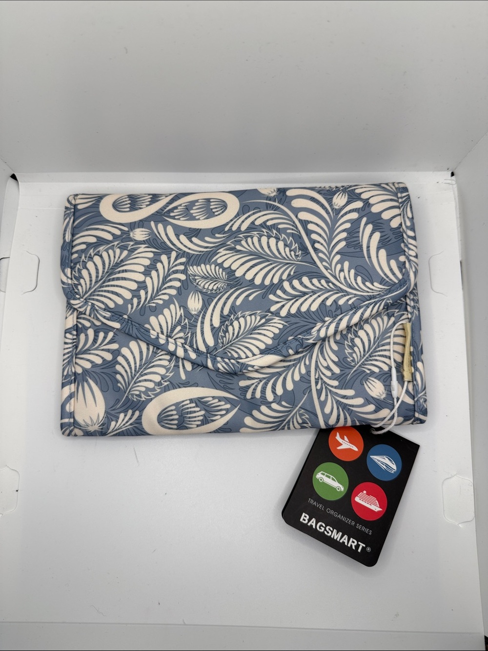 BAGSMART Travel Peri Folding Organizer Pouch blue/cream